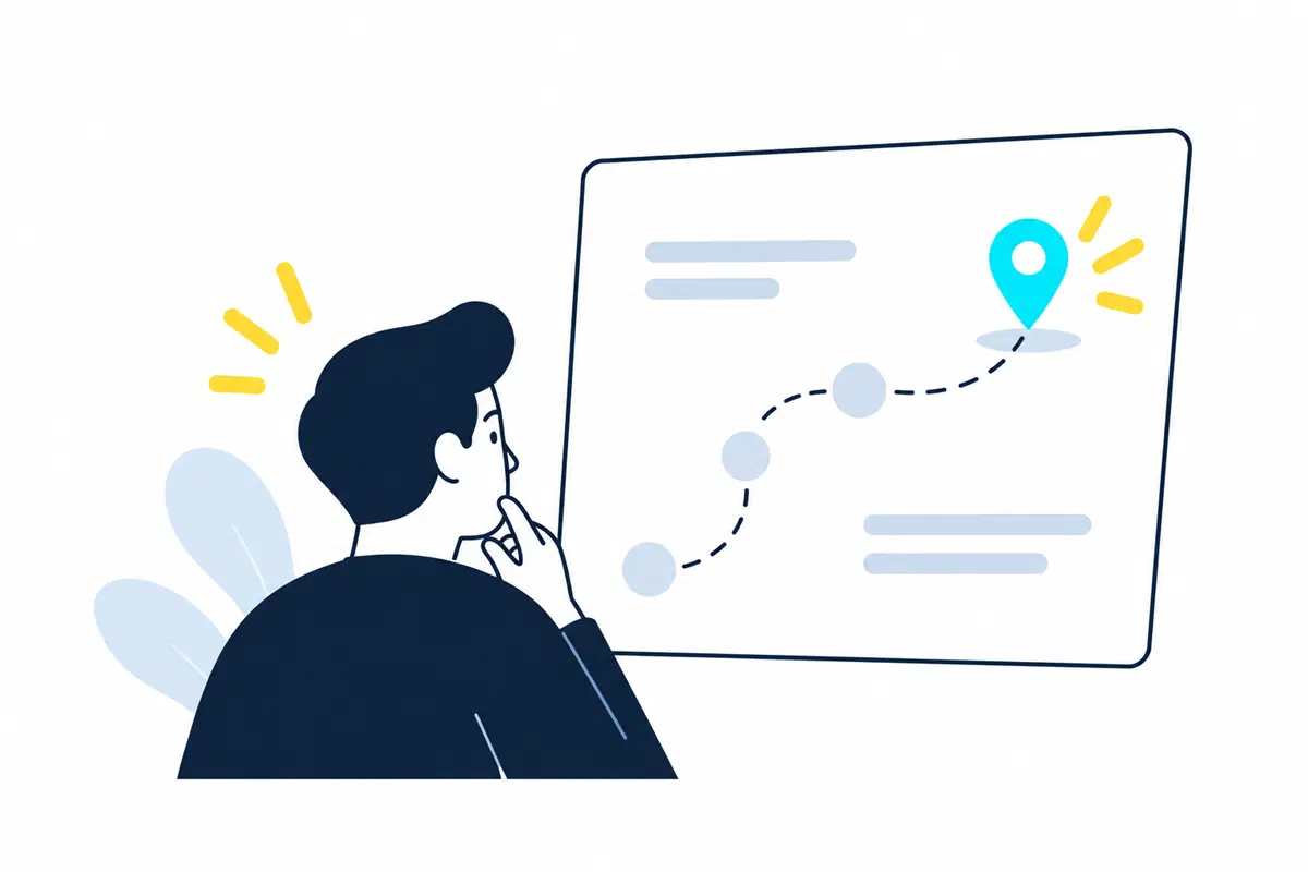 Someone studying a roadmap that ends at a marked destination